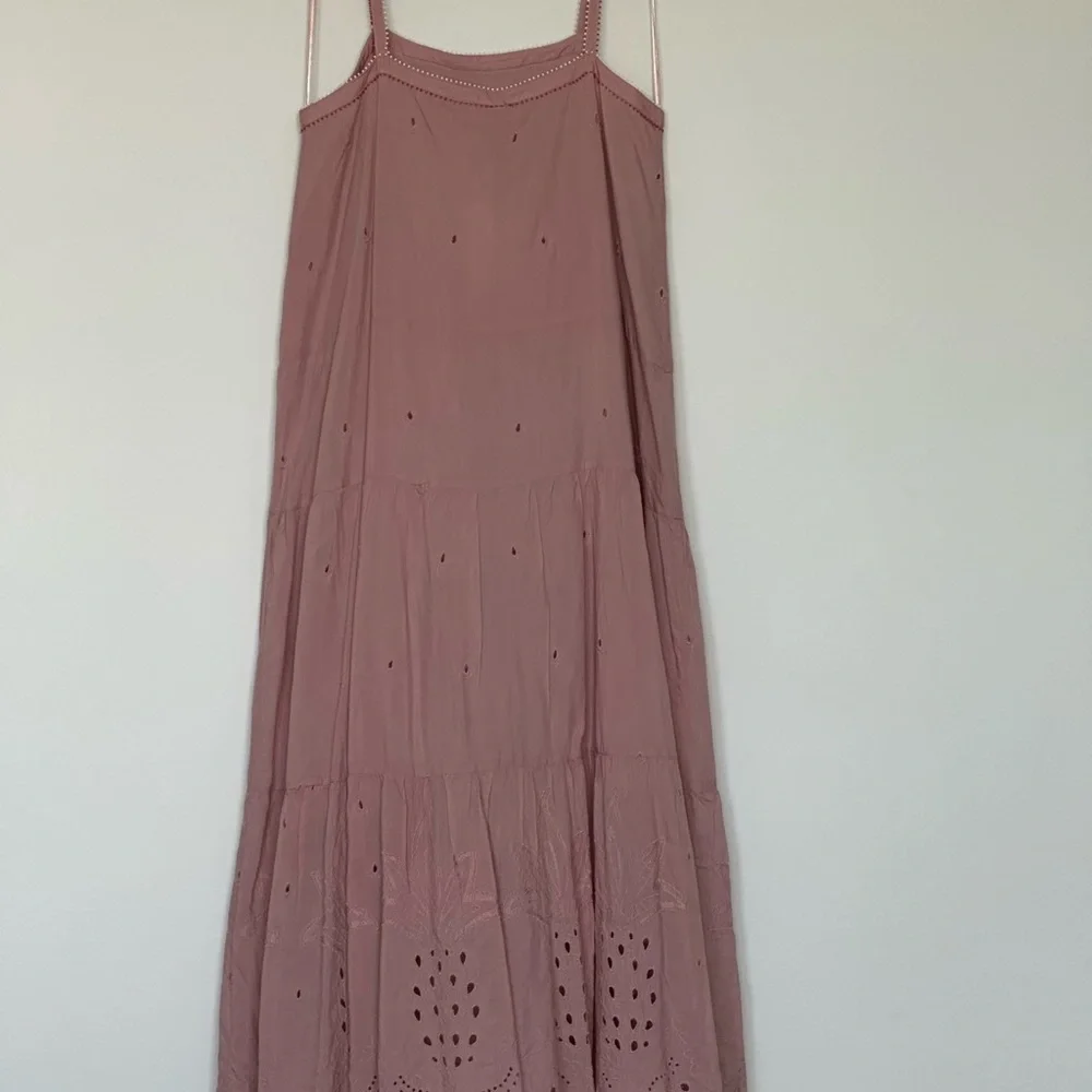 Zara‎ Dusty Rose Maxi Dress Spaghetti Strap Embroidered Lace, Sundress